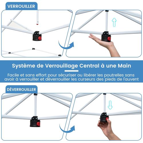 Tonnelle De Jardin Pop-up 295 X 295 Cm, Tente Réception Pliant Avec Verrouillage Central (bleu)