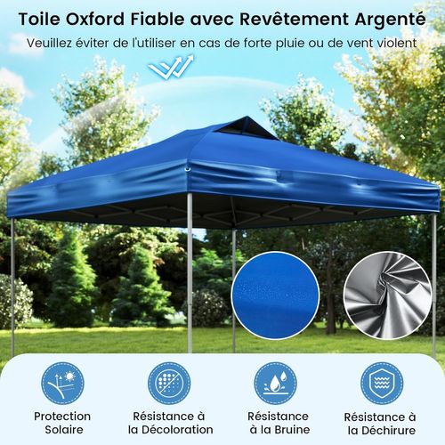 Tonnelle De Jardin Pop-up 295 X 295 Cm, Tente Réception Pliant Avec Verrouillage Central (bleu)