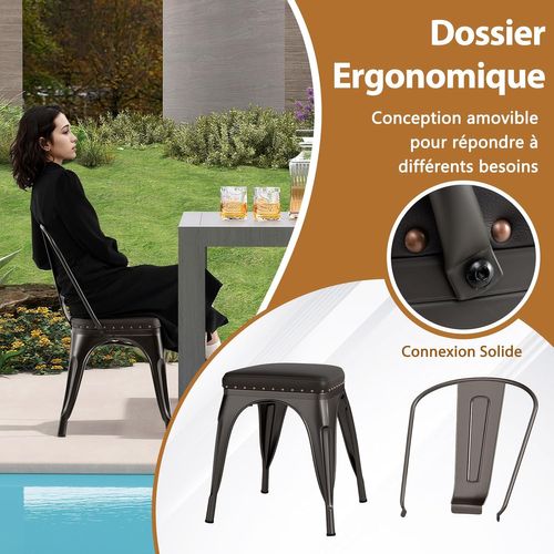 Empilable Industriel En Métal, 54.5 X 44 X 84 Cm Charge 120kg Pour Bistrot,gris