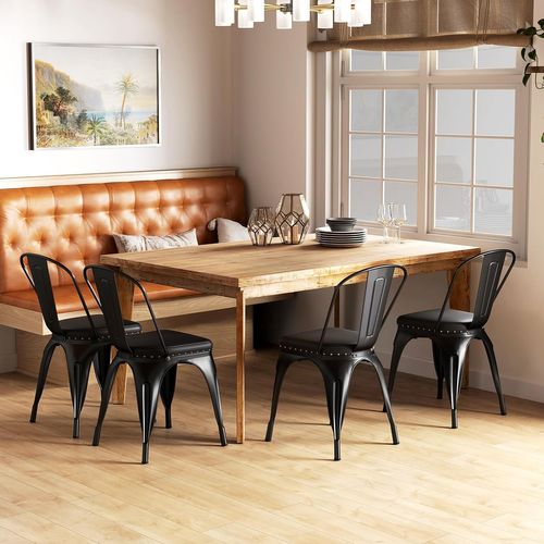 Empilable Industriel En Métal, 54.5 X 44 X 84 Cm Charge 120kg Pour Bistrot, Noir