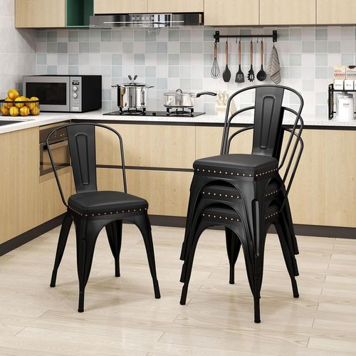 Empilable Industriel En Métal, 54.5 X 44 X 84 Cm Charge 120kg Pour Bistrot, Noir