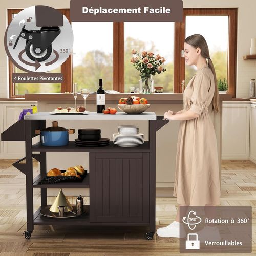 Chariot De Barbecue De Grill Extérieur,avec Armoire De Rangement Étagères,116 X 50 X 87 Cm