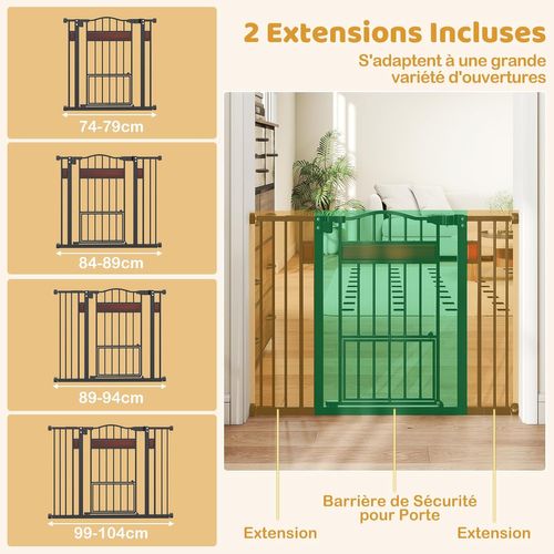 Barriere De Securite Chien, Ouverture 74-104 Cm, Fermeture et Verrouillage Automatique (noir)