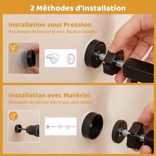 Barriere De Securite Chien, Ouverture 74-104 Cm, Fermeture et Verrouillage Automatique (noir)