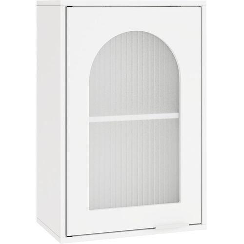 Armoire Murale De Salle De Bain, Armoire à Pharmacie Avec Porte En Verre Trempé Et Étagère,blanc