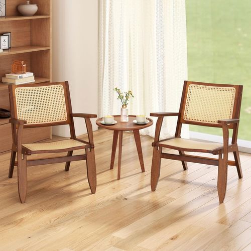 Chaise De Salle à Manger Avec Accoudoirs, Fauteuil En Rotin Bohème, Fauteuil Salon Moderne Du Milieu