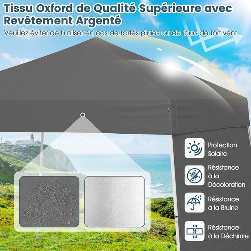 Tonnelle De Jardin Pop-up 430 X 280 Cm, Pliable Avec 8 Piquets 4 Cordes à Vent (gris)