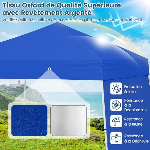 Tonnelle De Jardin Pop-up 430 X 280 Cm, 2 Parois Latérales 8 Piquets 4 Cordes à Vent (bleu)