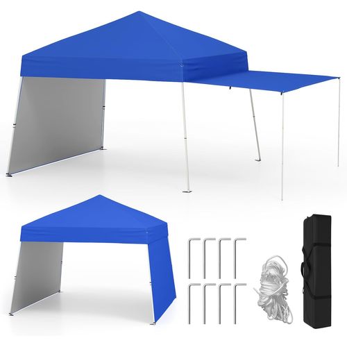 Tonnelle De Jardin Pop-up 430 X 280 Cm, 2 Parois Latérales 8 Piquets 4 Cordes à Vent (bleu)