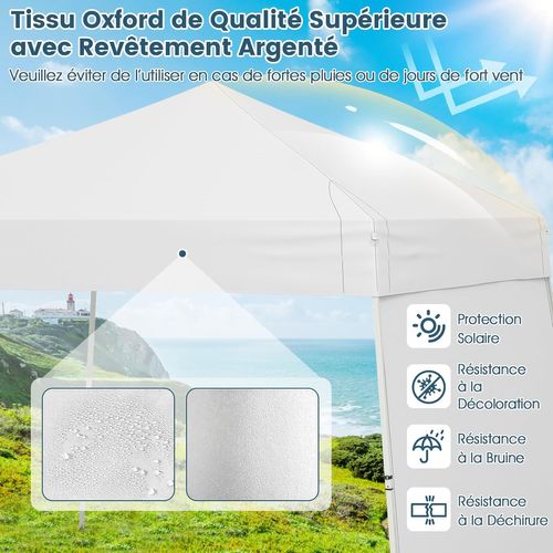 Tonnelle De Jardin Pop-up 430 X 280 Cm, 2 Parois Latérales 8 Piquets 4 Cordes à Vent (blanc)