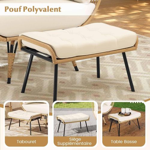 Fauteuil Oeuf Sur Pied Avec Ottoman, Chaise Relax Avec Coussins Doux Cadre Robuste (brun Clair)