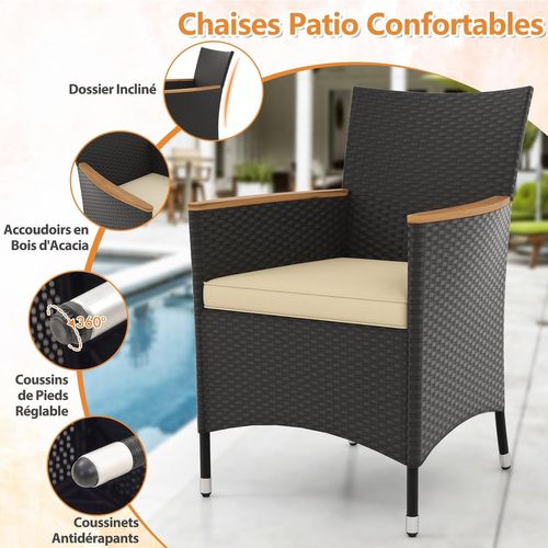 Salon De Jardin En Rotin 5 Pièces Pour 4 Personnes, Ensemble De Salle à Manger De Patio