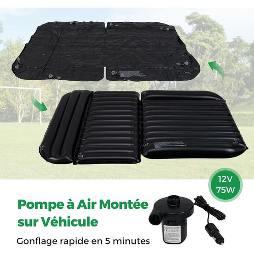Matelas Gonflable Voiture Avec Pompe à Air et Flocage Double Face Et Sac De Transport (noir)