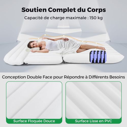 Matelas Gonflable Voiture Avec Pompe à Air et Flocage Double Face Et Sac De Transport (beige)