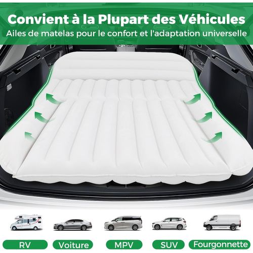 Matelas Gonflable Voiture Avec Pompe à Air et Flocage Double Face Et Sac De Transport (beige)