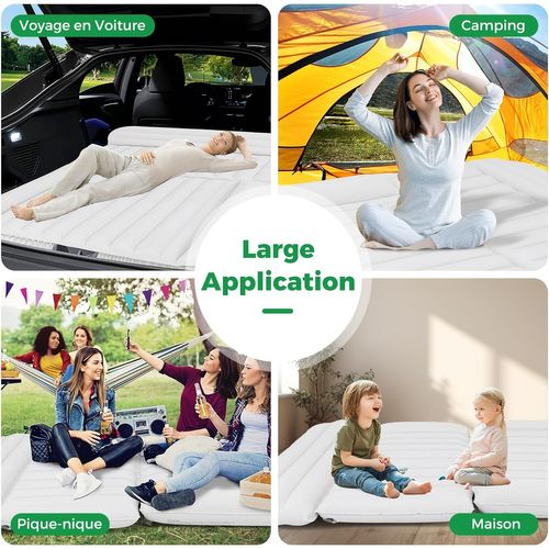 Matelas Gonflable Voiture Avec Pompe à Air et Flocage Double Face Et Sac De Transport (beige)