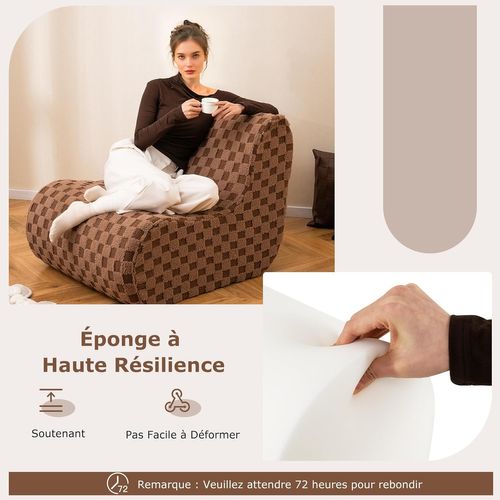 Canapé Pouf Poire D'appoint Avec Repose-pieds, Chaise Longue Fond Antidérapant et Housse(marron)