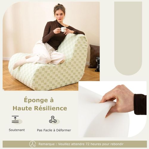 Canapé Pouf Poire D'appoint Avec Repose-pieds, Chaise Longue Fond Antidérapant et Housse (vert)