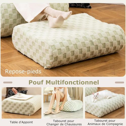 Canapé Pouf Poire D'appoint Avec Repose-pieds, Chaise Longue Fond Antidérapant et Housse (vert)