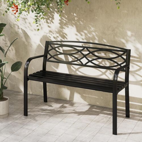 Banc Exterieur Jardin, Dossier Géométrique, Siège à Lattes (noir,116 X 49 X 83 Cm)
