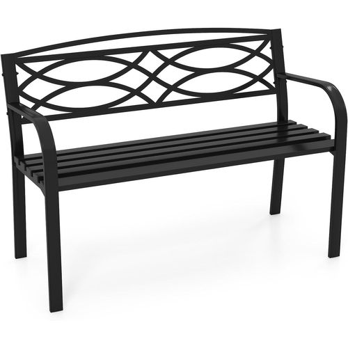 Banc Exterieur Jardin, Dossier Géométrique, Siège à Lattes (noir,116 X 49 X 83 Cm)