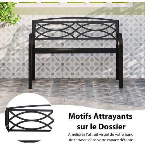 Banc Exterieur Jardin, Dossier Géométrique, Siège à Lattes (noir,116 X 49 X 83 Cm)