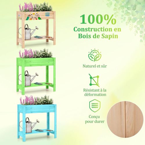 Jardinière Surélevée En Bois Avec Étagère De Rangement Et Trous De Drainage (81 X 38 X 76 Cm)