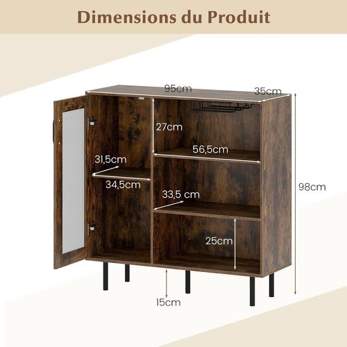 Buffet De Cuisine Avec Porte, Armoire De Bar à Café,meuble De Rangement,brun Rustique