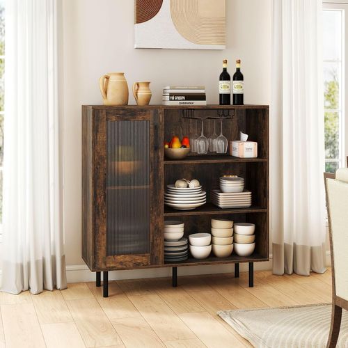 Buffet De Cuisine Avec Porte, Armoire De Bar à Café,meuble De Rangement,brun Rustique