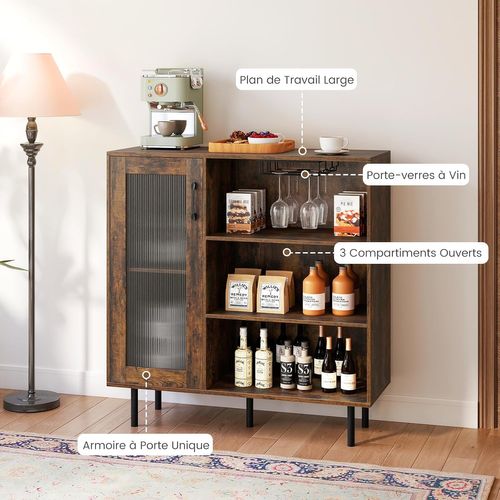 Buffet De Cuisine Avec Porte, Armoire De Bar à Café,meuble De Rangement,brun Rustique