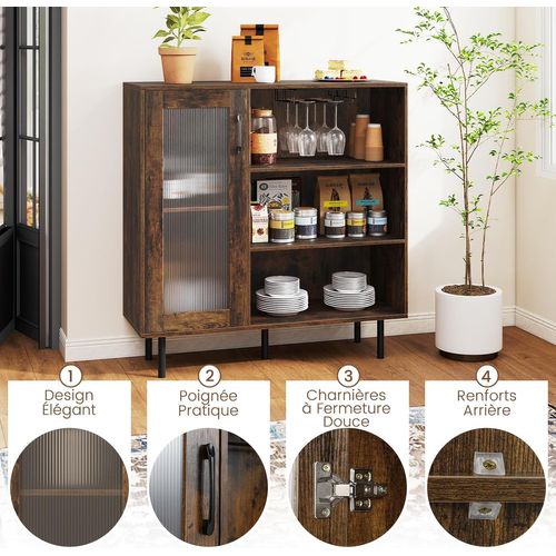 Buffet De Cuisine Avec Porte, Armoire De Bar à Café,meuble De Rangement,brun Rustique