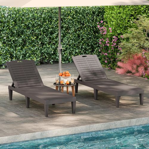 Lot De 2 Bains De Soleil, Chaise Longue Jardin, Dossiers Réglables, 156 X 55 X 83 Cm (brun)