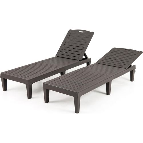 Lot De 2 Bains De Soleil, Chaise Longue Jardin, Dossiers Réglables, 156 X 55 X 83 Cm (brun)