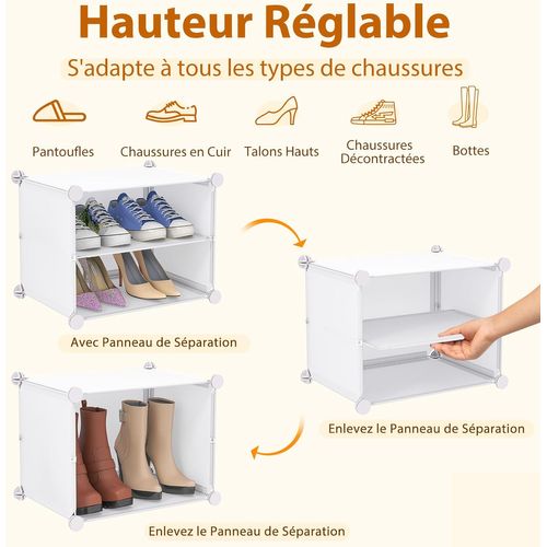 Meuble à Chaussure Pour 48 Paires, Crochet De Suspension Latéral, 124 × 32 × 125 Cm ,blanc