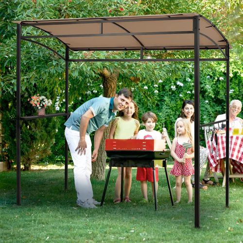 Abri Barbecue Exterieur De 216 Cm Cadre En Métal Imperméable, Crochets De Rangement (marron)