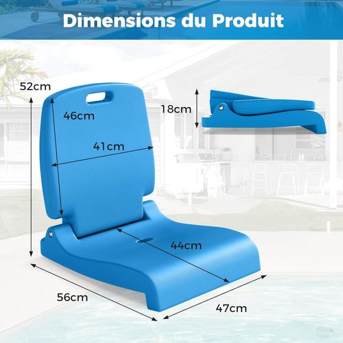 Chaise De Bord De Piscine Avec Poignée, Chaise Pliante En Pe, 56 X 47 X 52 Cm (bleu)