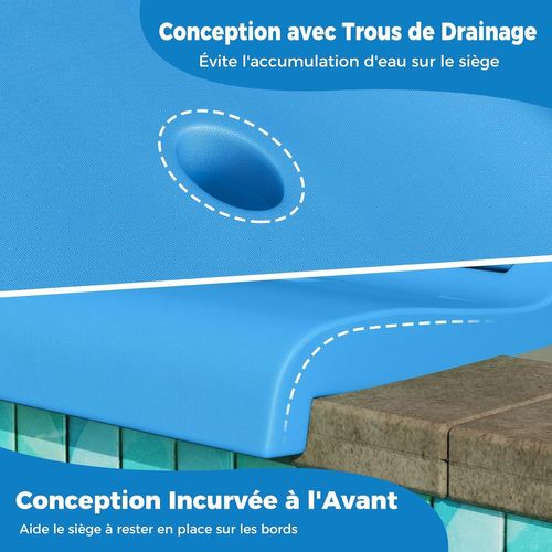 Chaise De Bord De Piscine Avec Poignée, Chaise Pliante En Pe, 56 X 47 X 52 Cm (bleu)