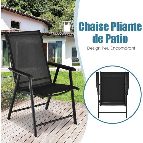 Lot De 2 Chaise De Jardin Exterieur, Fauteuil De Jardin (54 × 52 × 94 Cm, Noir,2)