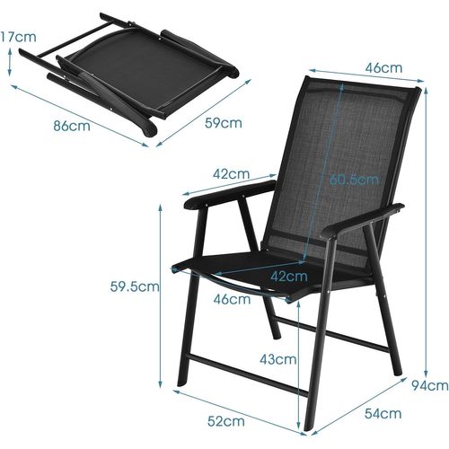 Lot De 2 Chaise De Jardin Exterieur, Fauteuil De Jardin (54 × 52 × 94 Cm, Noir,2)