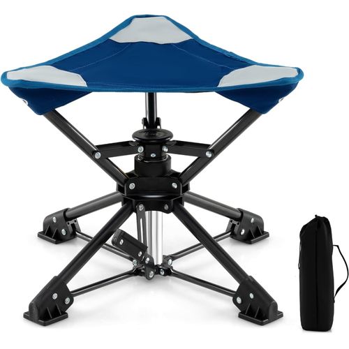 Tabouret Pliant Camping, Chaise De Camping Pivotante à 360°,  Anti-enfoncement (bleu Marine)