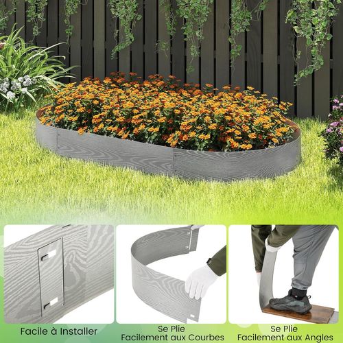 Jardinière Surélevée En Métal Galvanisé 6 Pièces De 600 Cm, Jardinière à Creuser,bandes De 110x20cm