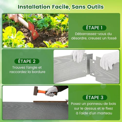 Jardinière Surélevée En Métal Galvanisé 6 Pièces De 600 Cm, Jardinière à Creuser,bandes De 110x20cm