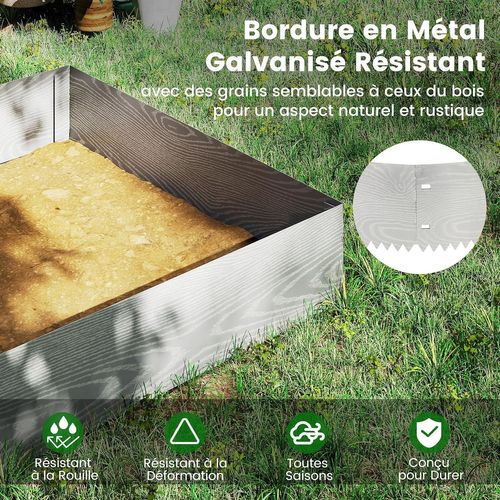 Jardinière Surélevée En Métal Galvanisé 6 Pièces De 600 Cm, Jardinière à Creuser,bandes De 110x22cm