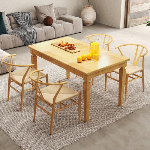 Chaise Wishbone Style Scandinave, Chaises Avec Cadre En Métal, Dossier En Y (naturel,2)