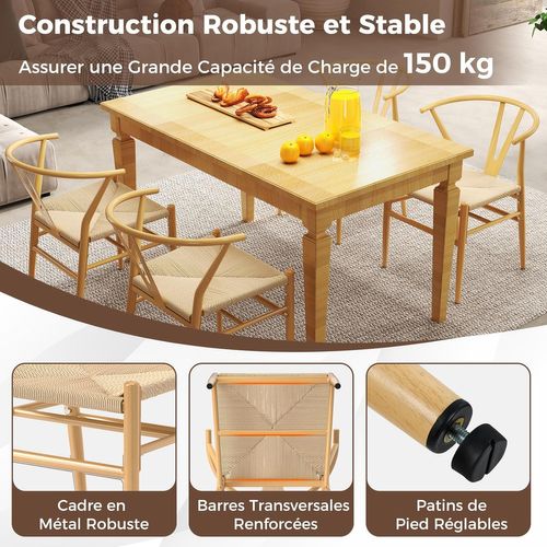 Chaise Wishbone Style Scandinave, Chaises Avec Cadre En Métal, Dossier En Y (naturel,2)