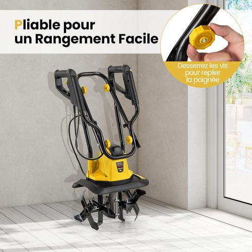 Motoculteur Électrique Filaire De 10 A, Largeur De 32 Cm Et Profondeur De 22 Cm (jaune)