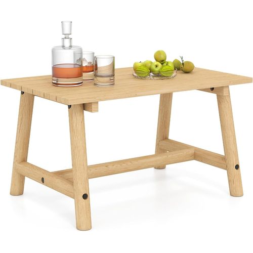 Table De Jardin 90 Cm En Bois Massif Avec Plateau à Lattes, Table Exterieur Rectangulaire(naturel)