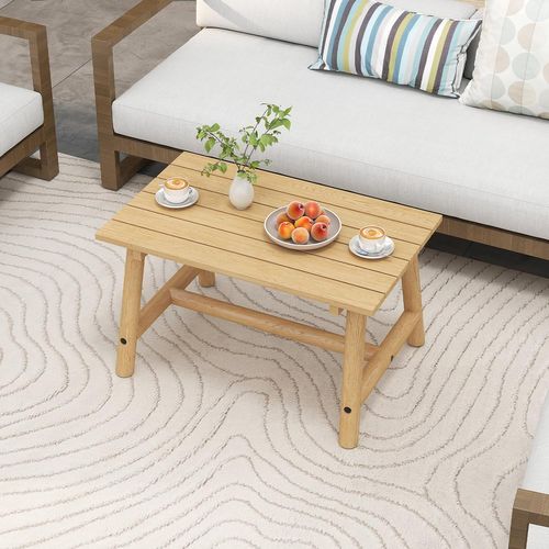 Table De Jardin 90 Cm En Bois Massif Avec Plateau à Lattes, Table Exterieur Rectangulaire(naturel)