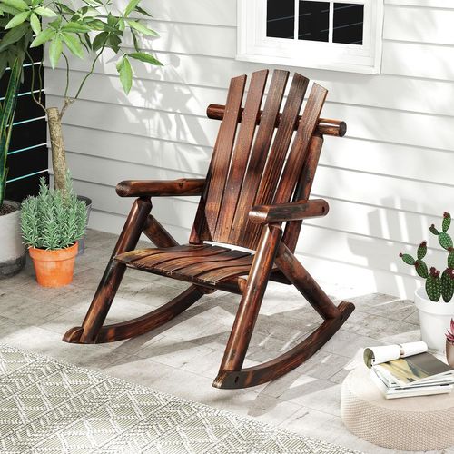 Fauteuil à Bascule Exterieur, Dossier Et Assise à Lattes, Fauteuil Adirondack, 91 X 69 X 97 Cm