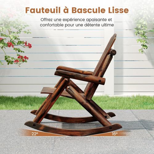 Fauteuil à Bascule Exterieur, Dossier Et Assise à Lattes, Fauteuil Adirondack, 91 X 69 X 97 Cm
